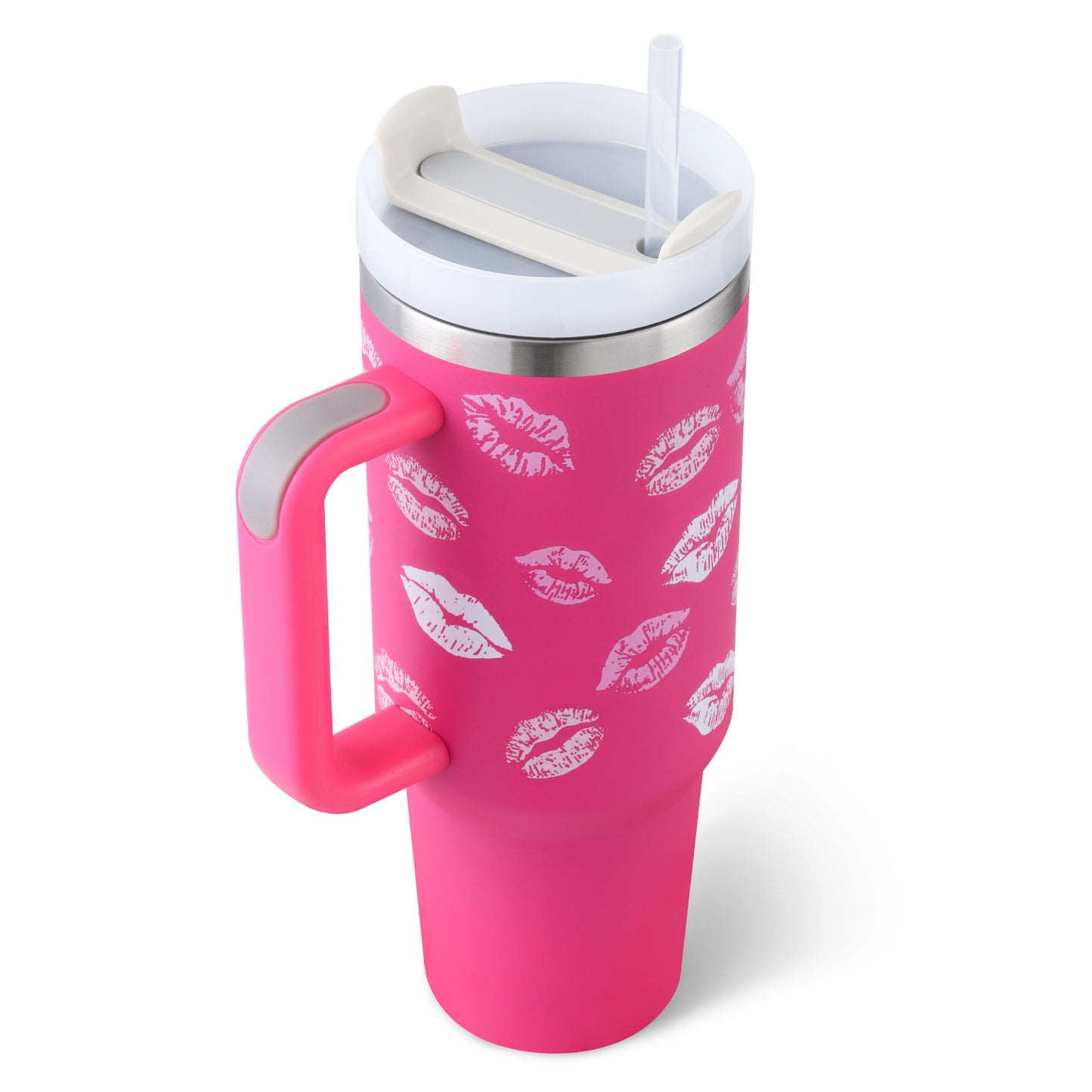 40oz Insulated Stainless Steel Tumbler With Handle & Straw